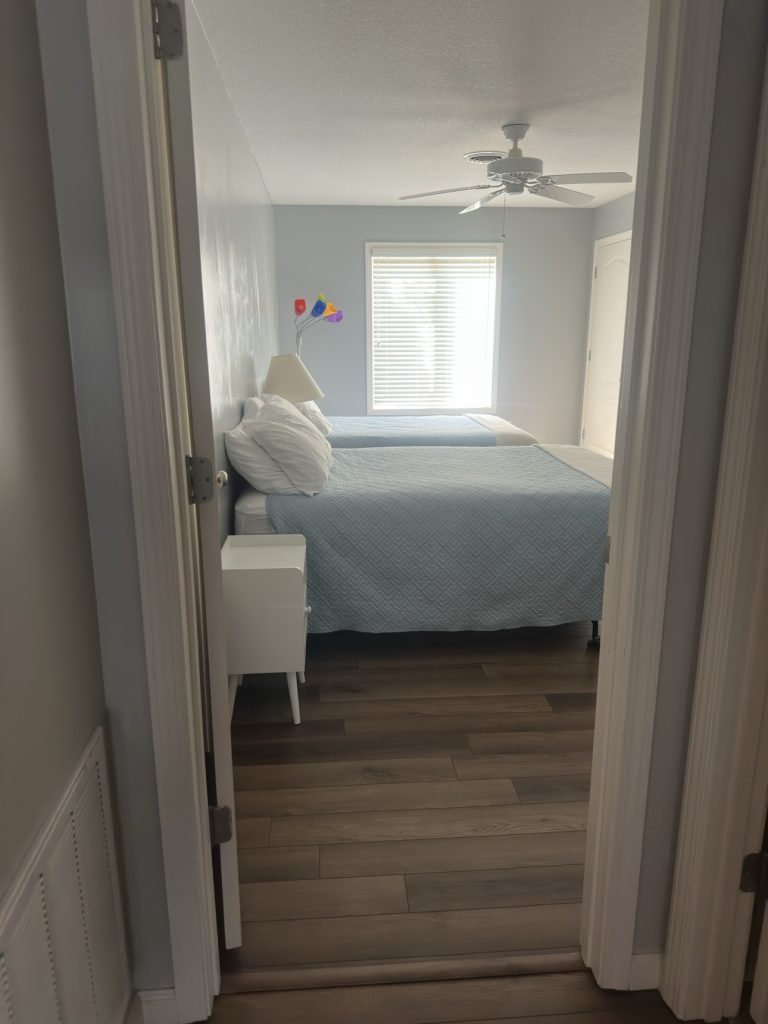 Freshly cleaned guest bedroom